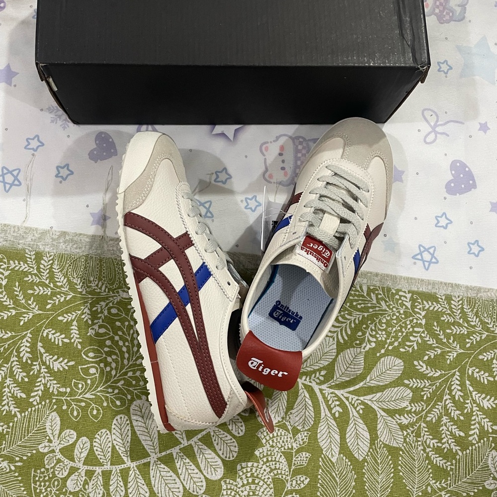 Onitsuka Tiger by Asics Women's Sneakers in White with Maroon & Blue
